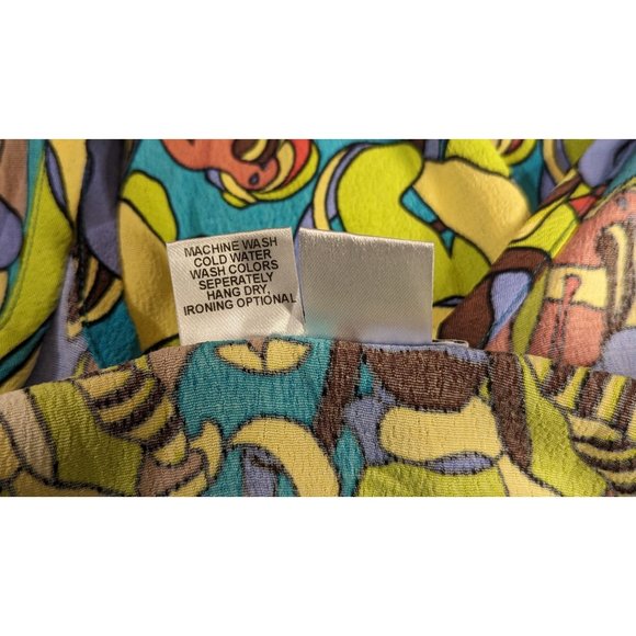 FLAX sleeveless summer Maxi Rayon abstract women art‎ print size L - Picture 5 of 6